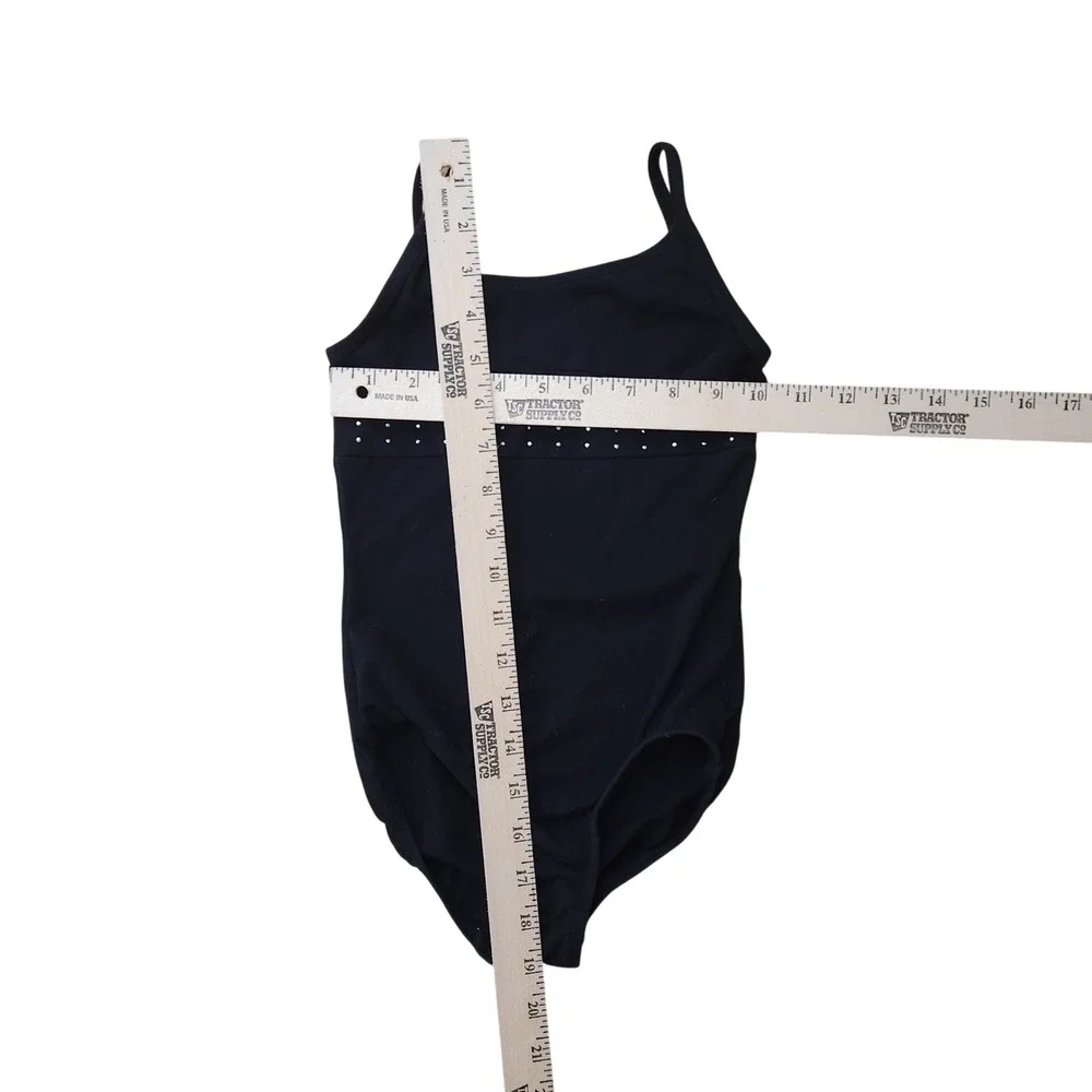 Freestyle by Danskin Black Rhinestone Embellished Girls Dance Leotard Size 6/6X‎